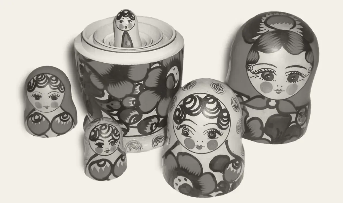 Russian nesting dolls, opened